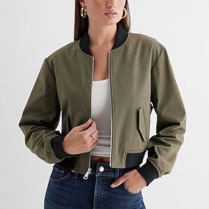 Express cropped tip bomber jacket L